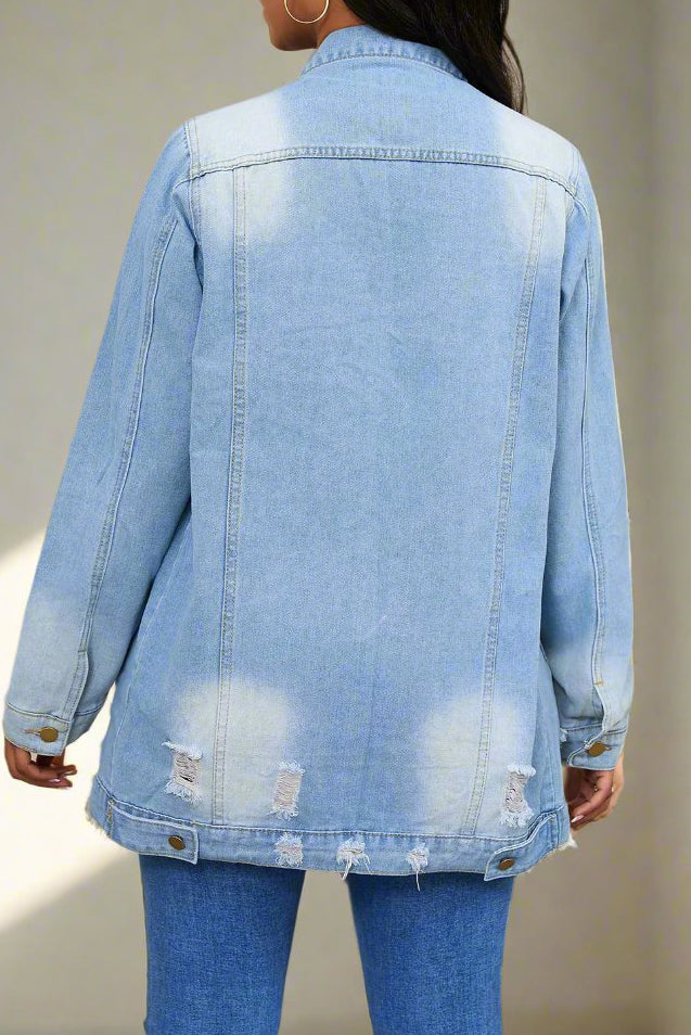 Distressed Denim Jacket Lavish Daily