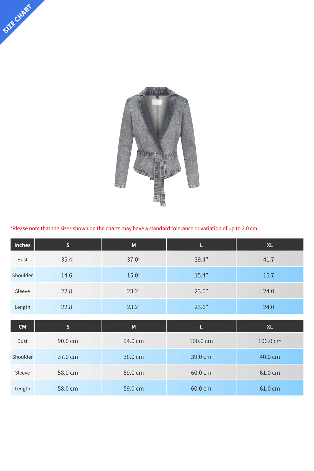 Denim Stand Neck Belted Loose Jacket Lavish Daily