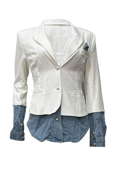 Patchwork Denim Blazer Lavish Daily