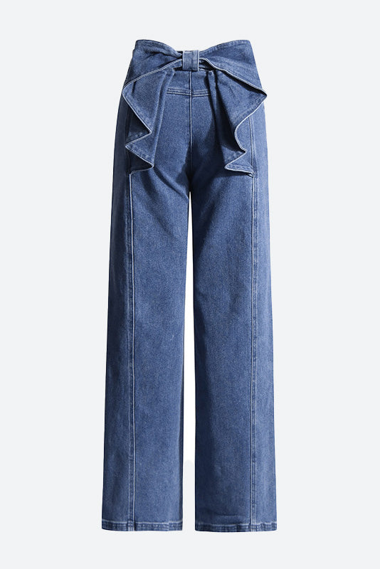 Bow High Waist Straight-leg Jeans Lavish Daily