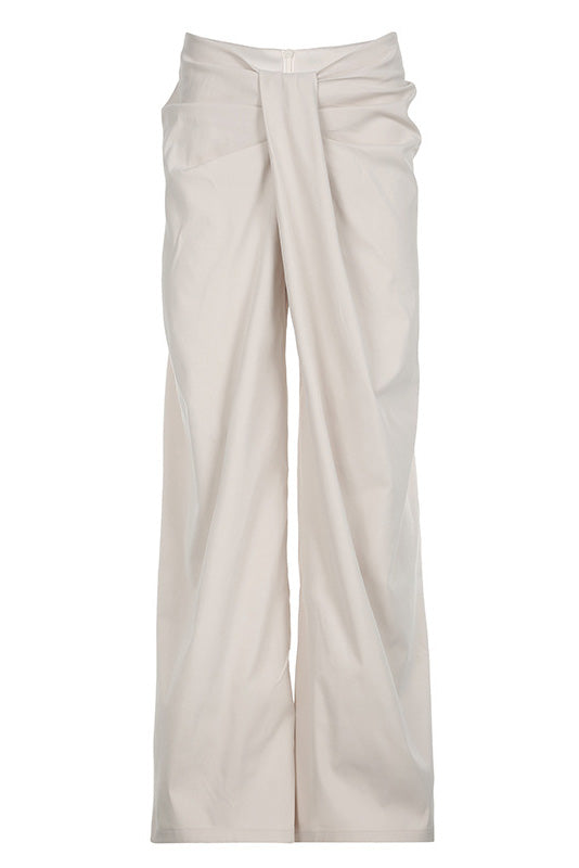 Solid Knot Low Waist Wide Leg Pants Lavish Daily