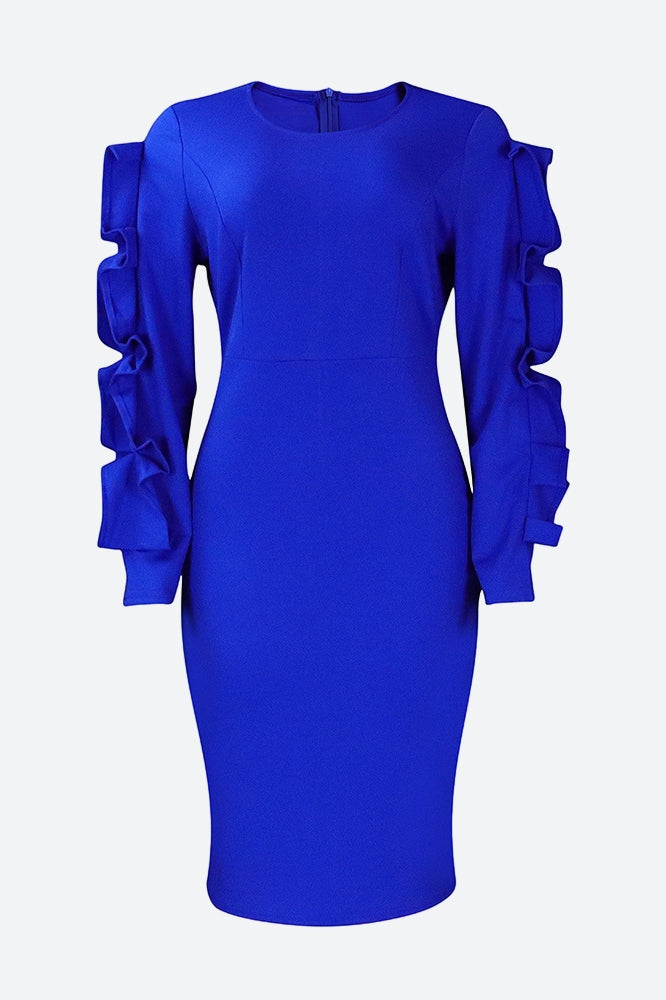 Ruffle Hem Solid Color Bodycon Dress Lavish Daily