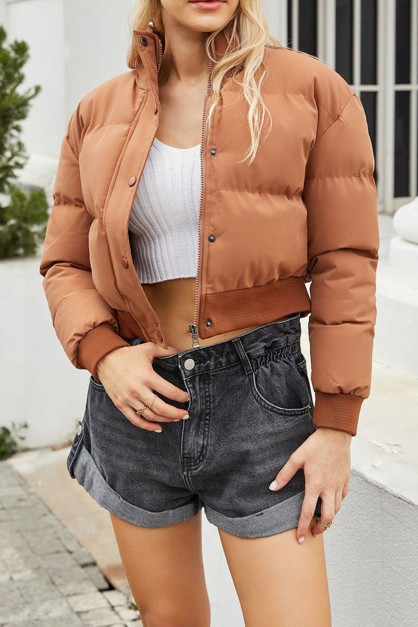 Long Sleeve Puffer Jacket Lavish Daily