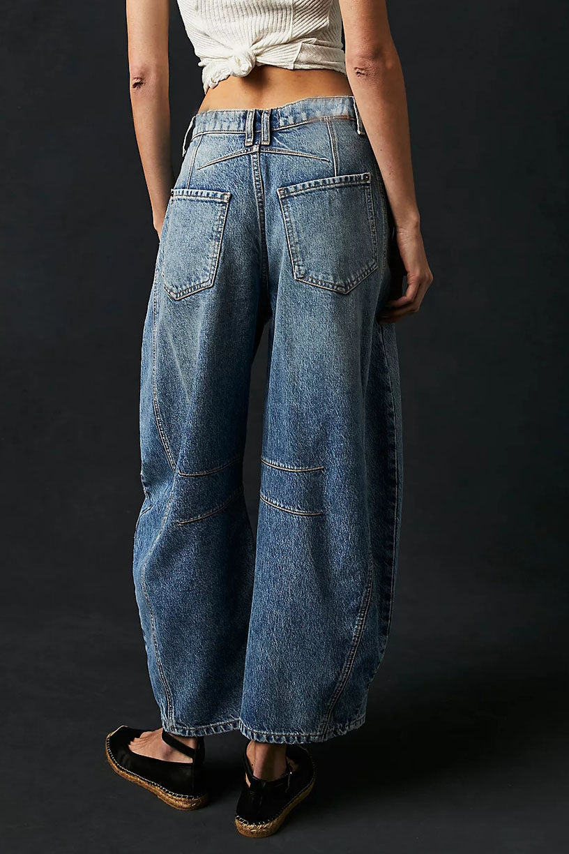 Mid Rise Barrel Jeans Lavish Daily