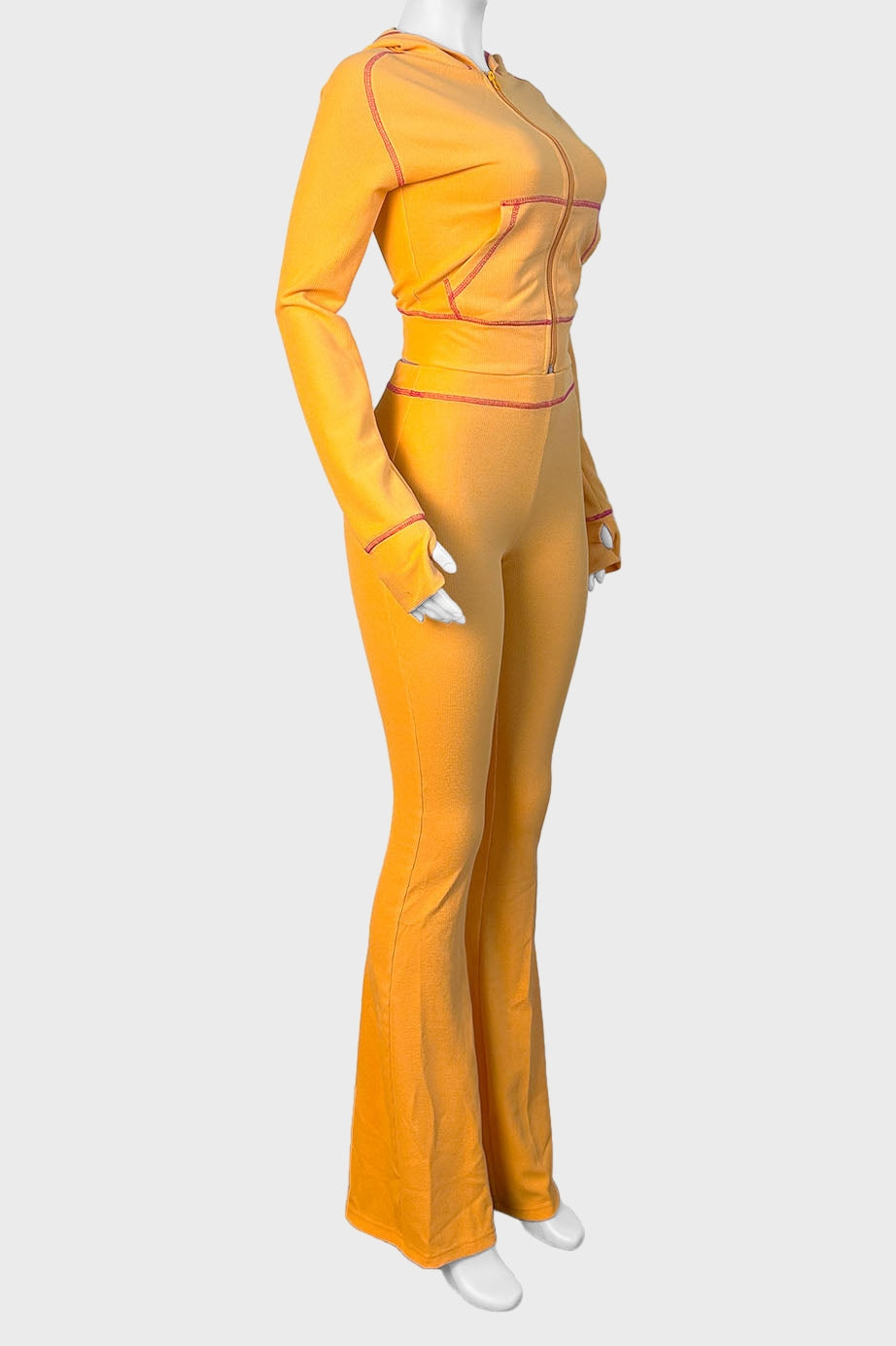 Waffle Sleeve Raglan Hooded Suit Lavish Daily