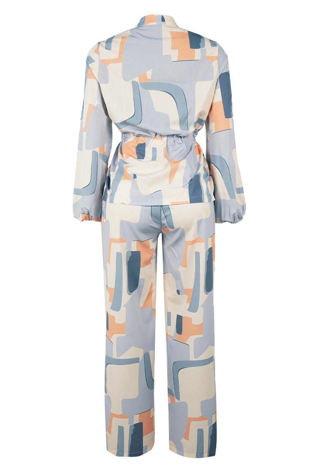 Printed Stand Collar Drawstring Waist 2-Piece Set Lavish Daily