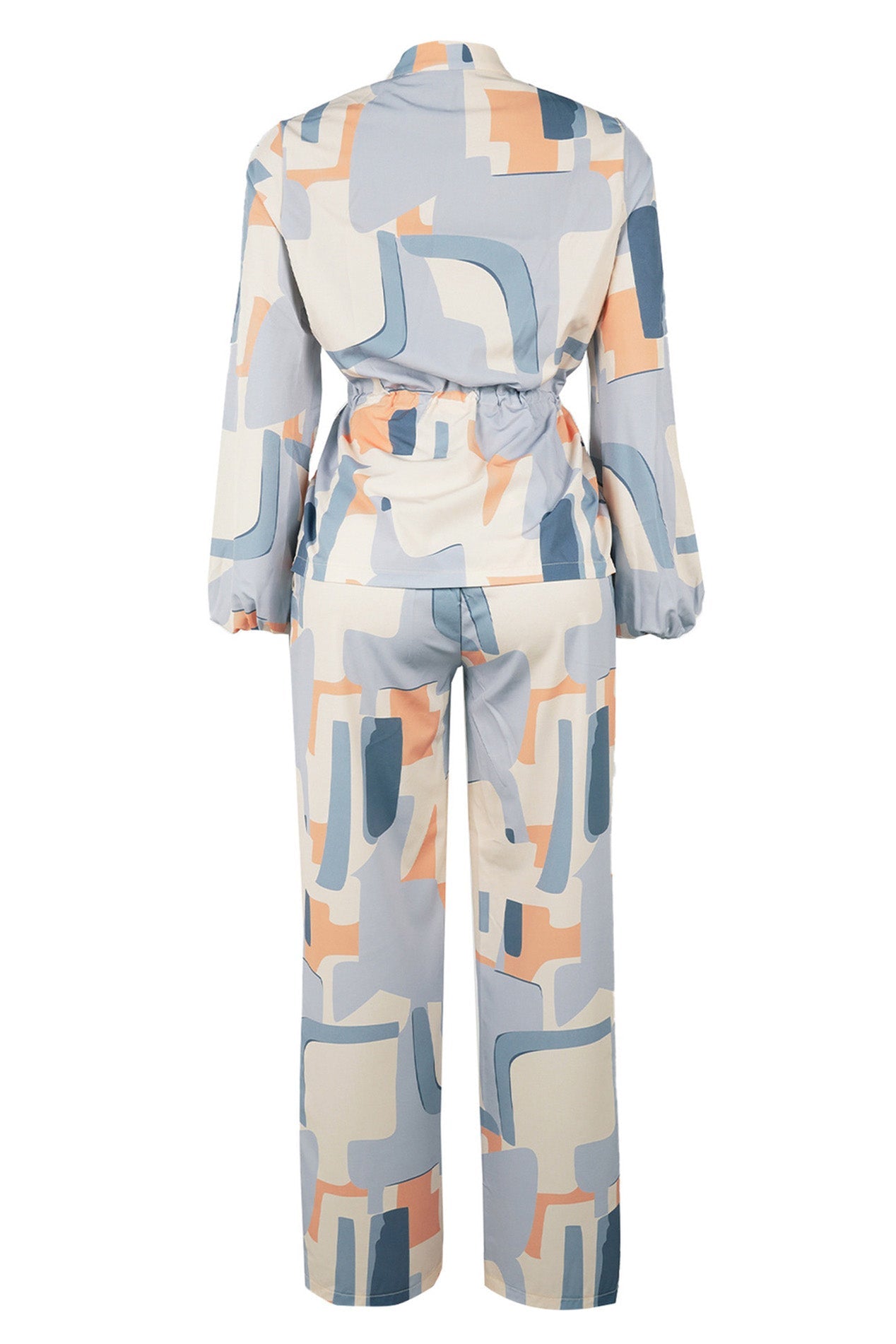 Printed Stand Collar Drawstring Waist 2-Piece Set Lavish Daily