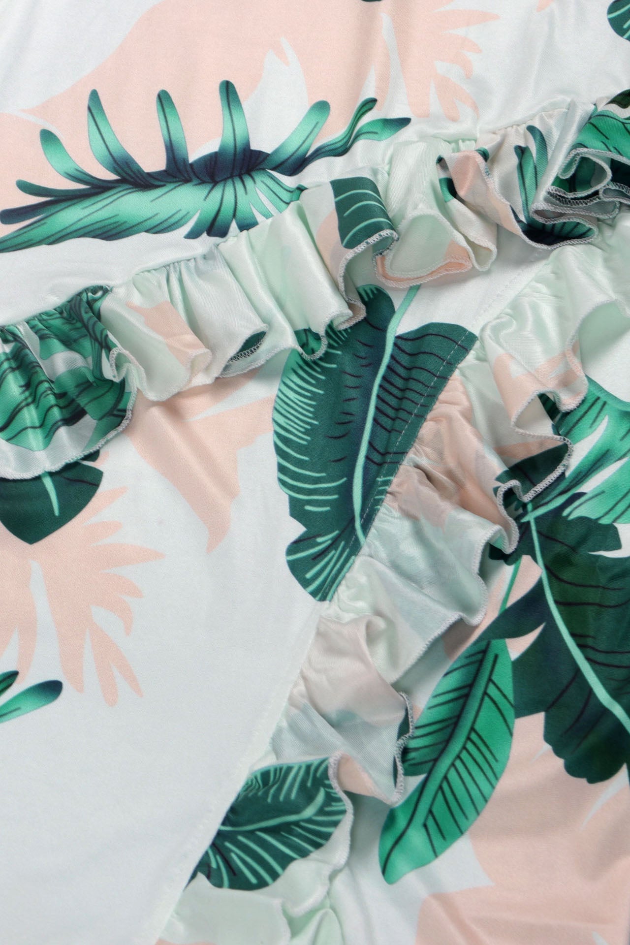 Long Strapless Dress With Slits and Tropical Print Lavish Daily