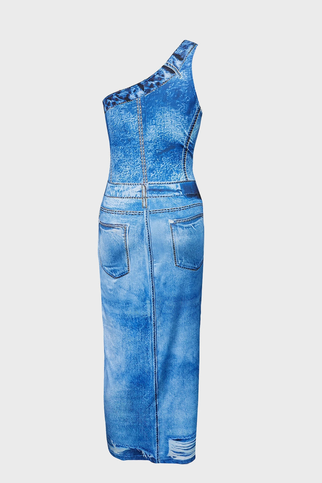 Denim Print Midi Dress Lavish Daily