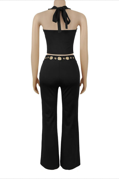 Grommet Halter Neck Two Piece Set Lavish Daily