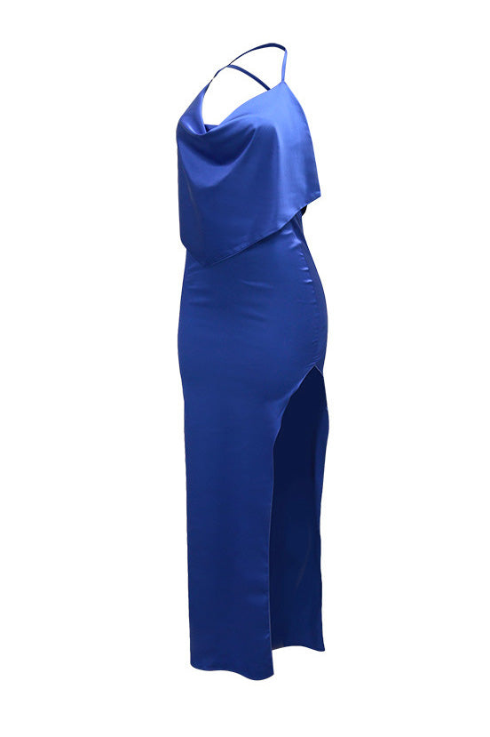 Draped Halter Maxi Dress Lavish Daily