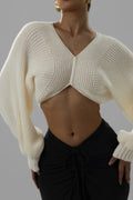 Knit V-Neck Long-Sleeve Top Lavish Daily