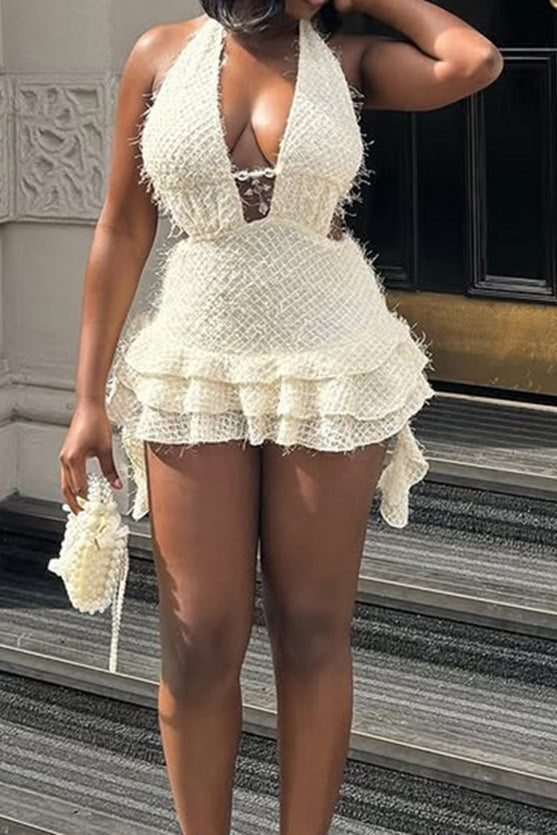 V-Neck Halter Backless Mini Dress Lavish Daily