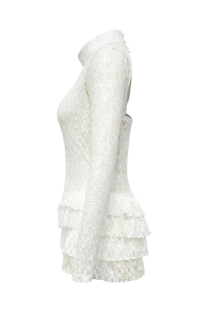 Long Sleeve Lace Ruffle Romper Lavish Daily