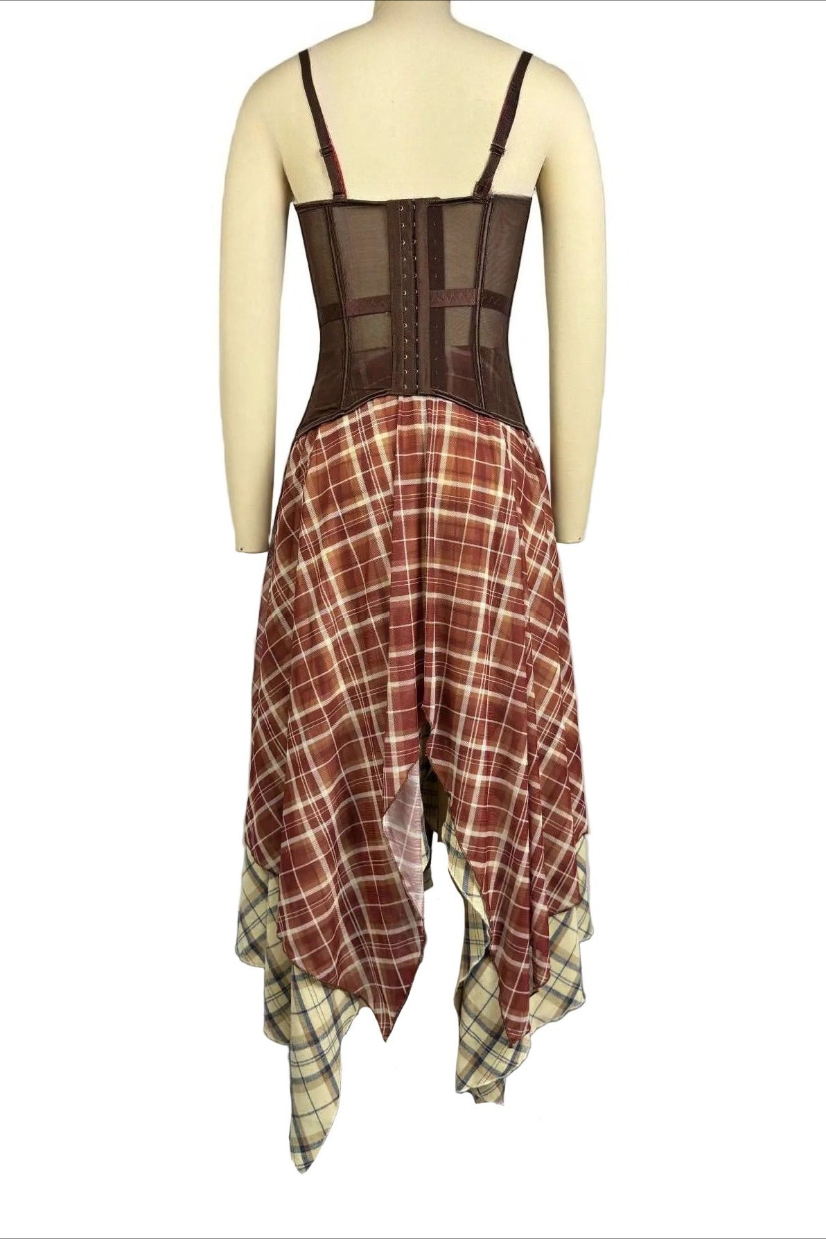 2-Piece Corset & Asymmetrical Plaid Skirt Set Lavish Daily