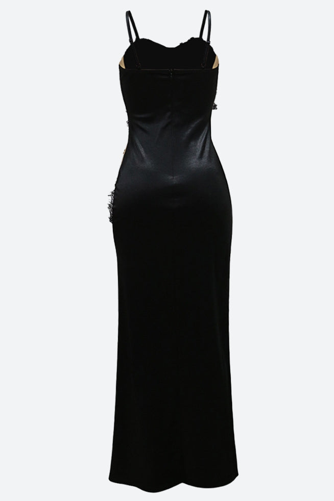 Beading Applique High Slit Sequin Dress Lavish Daily