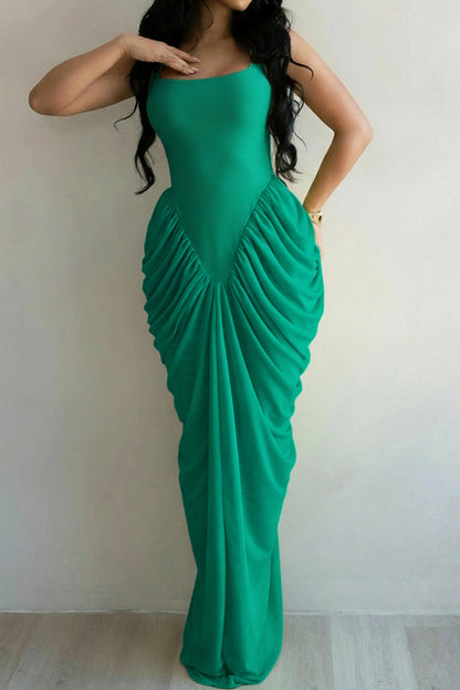 Draped V-Waist Chiffon Maxi Dress Lavish Daily
