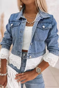 Lace Stitching Fashion Denim Jacket Lavish Daily
