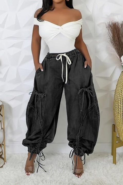 Denim Pocket Cargo Jeans Lavish Daily