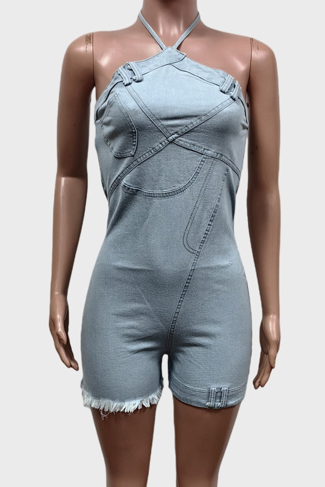 Hanging Neck and Backless Elastic Romper Lavish Daily