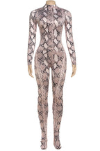 Print Turtleneck Long Sleeve Jumpsuit Lavish Daily