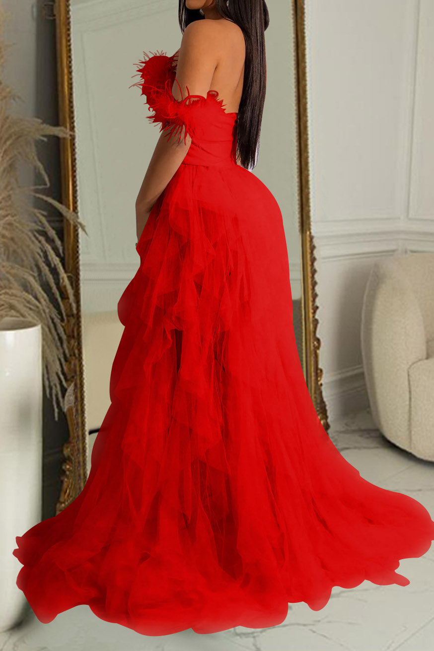 Strapless Corset Tulle Maxi Dress Lavish Daily