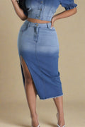 Denim Midi Skirt Lavish Daily
