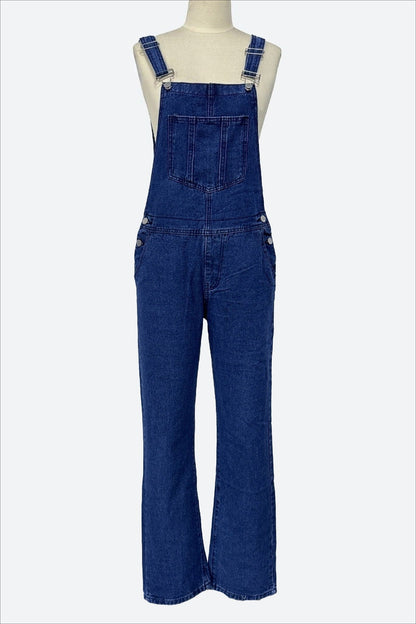 Adjustable Tie-Strap Wide Leg Denim Overall Lavish Daily