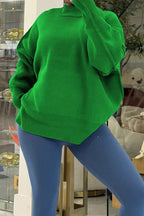 Casual Solid Color Loose Knit Sweater LavishDaily