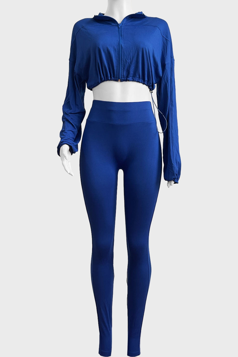 Zip-Up Crop Top Leggings Set Lavish Daily