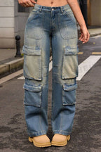 Washed Street Cargo Jeans Lavish Daily