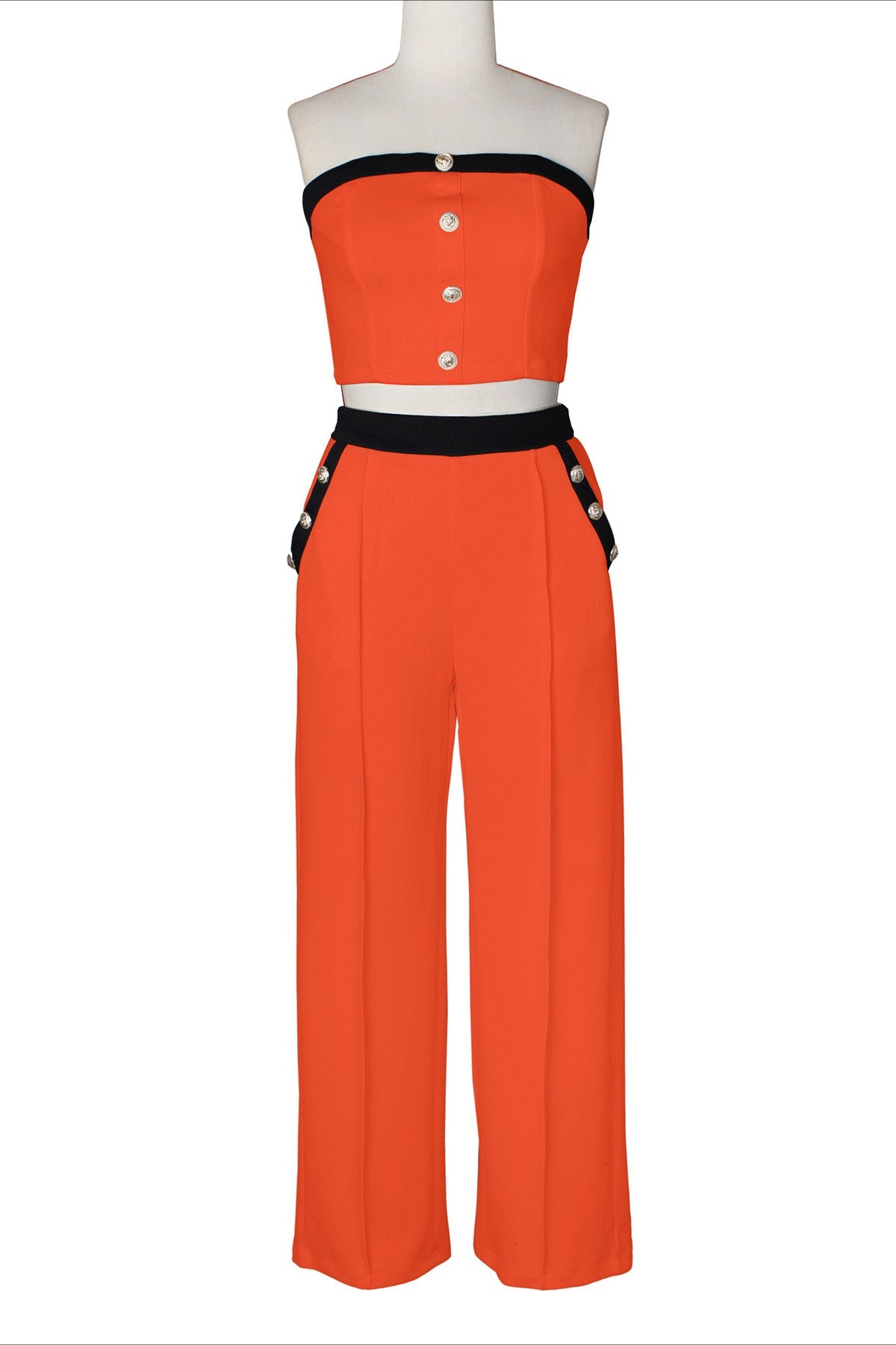 Wide-Leg Pant Suit with Wrap Detail Top Lavish Daily