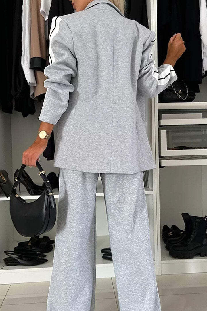 Long Sleeve Collared Casual Blazer Set Lavish Daily