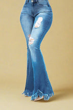 Stretch Ripped Wide Leg Jeans Lavish Daily