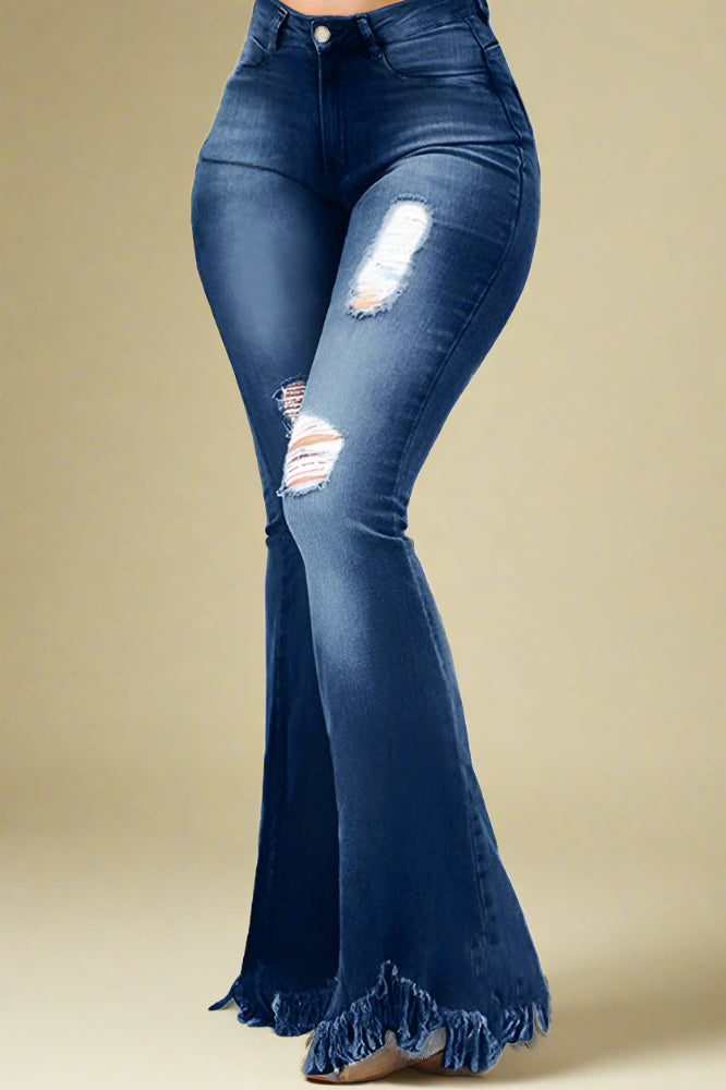 Stretch Ripped Wide Leg Jeans Lavish Daily