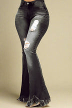 Stretch Ripped Wide Leg Jeans Lavish Daily