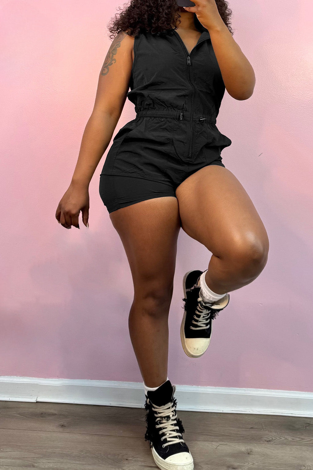 Sleeveless Drawstring Shorts Romper Lavish Daily