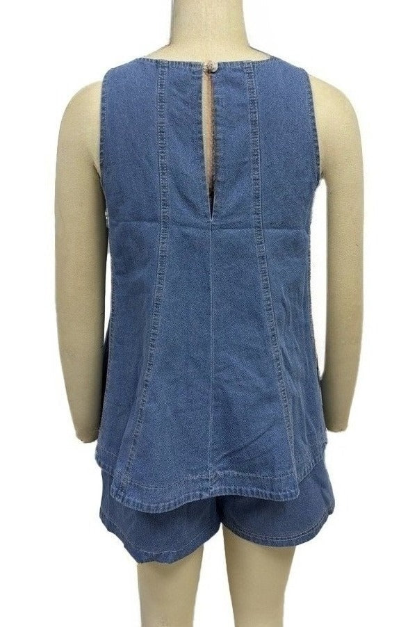2-Piece Denim Babydoll Shorts Set LavishDaily