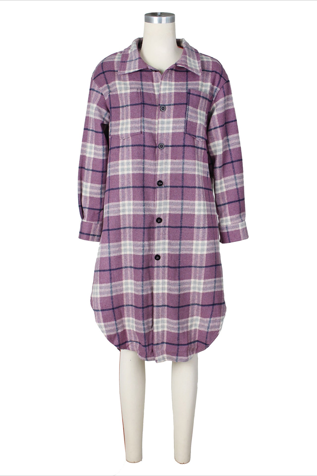 Contrast Plaid Slit Shacket Lavish Daily