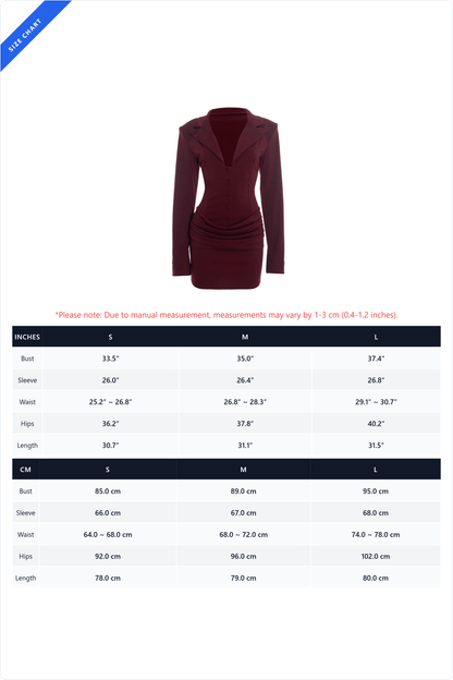 Deep V Button Front Blazer Dress Lavish Daily