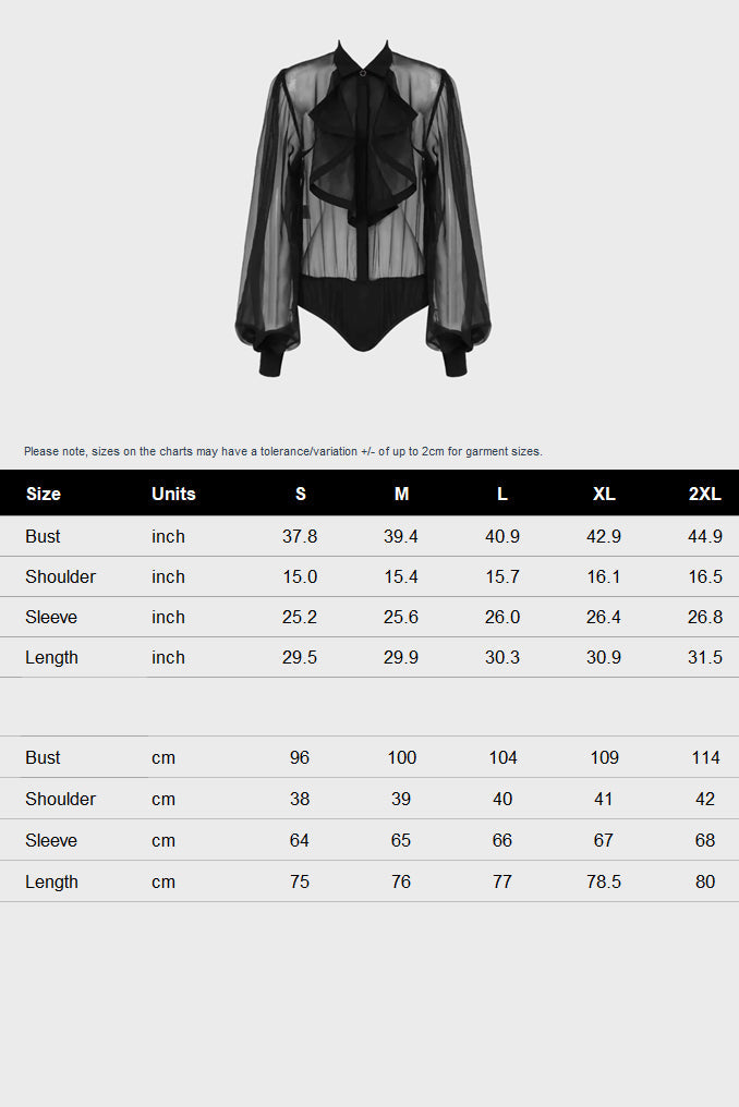 Long Puff Sleeve Lapel Ruffle Shirt Lavish Daily