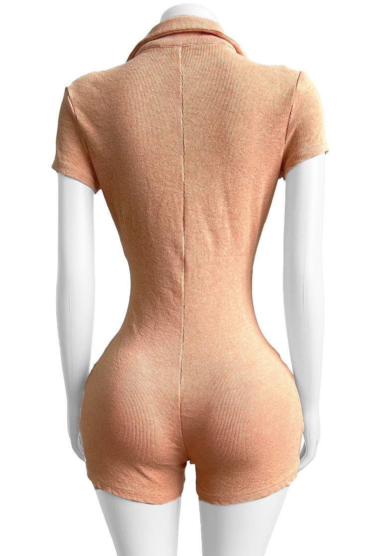 Deep V Neck Washed Romper Lavish Daily