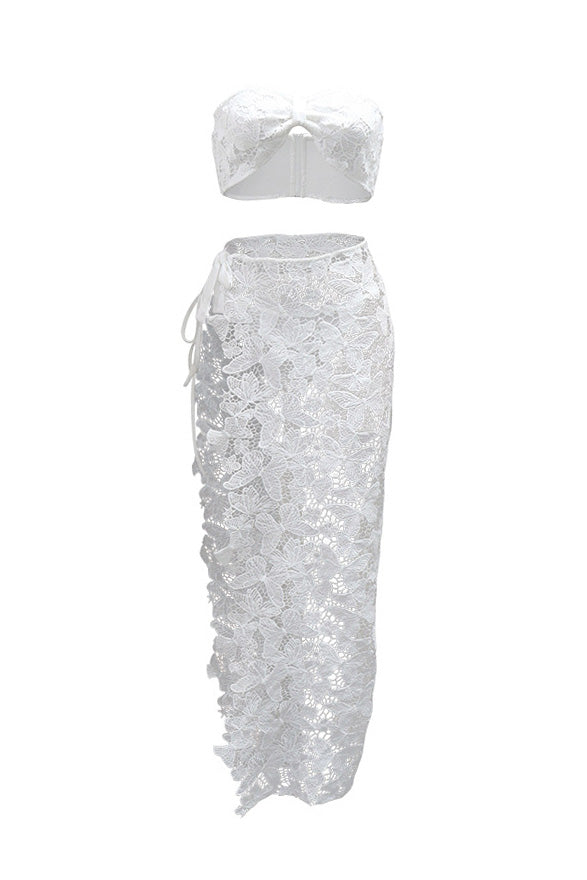 Lace Three-Piece Set Bikini with Skirt Lavish Daily