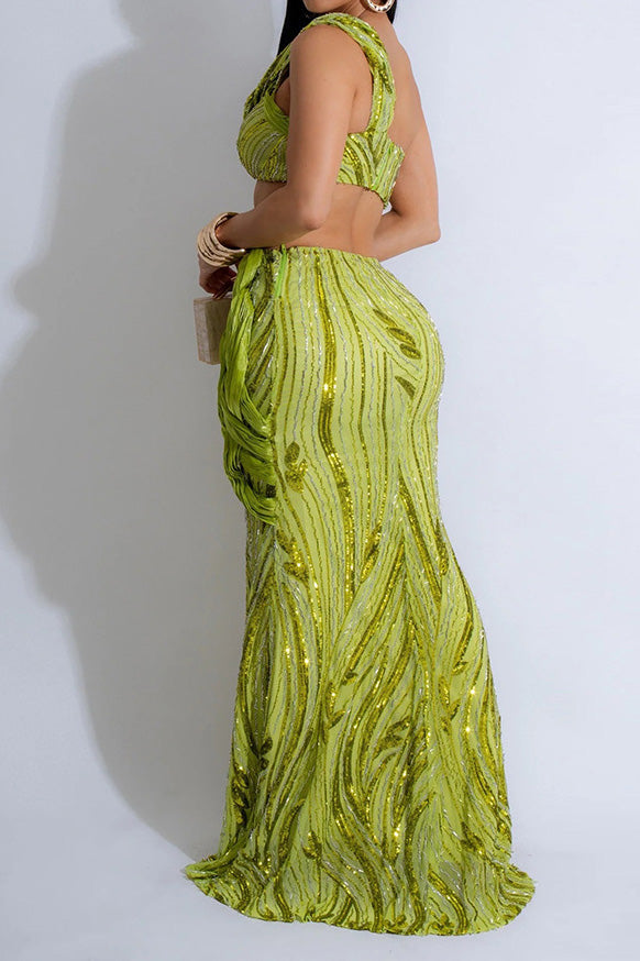 Sleeveless One-Shoulder Crop Top & Skirt Set Lavish Daily