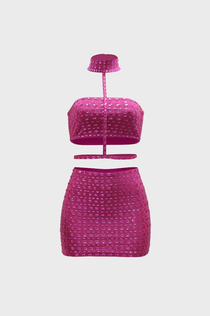 Rhinestone Skirt Set Lavish Daily