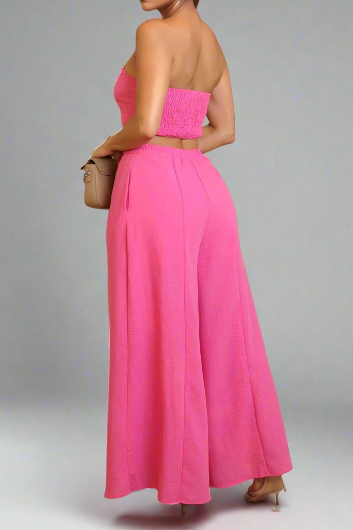 Stretch Tube Top Vest and Wide Leg Pants Set Lavish Daily