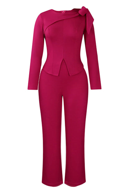 Solid Color Long Sleeve Top & Pants Set Lavish Daily