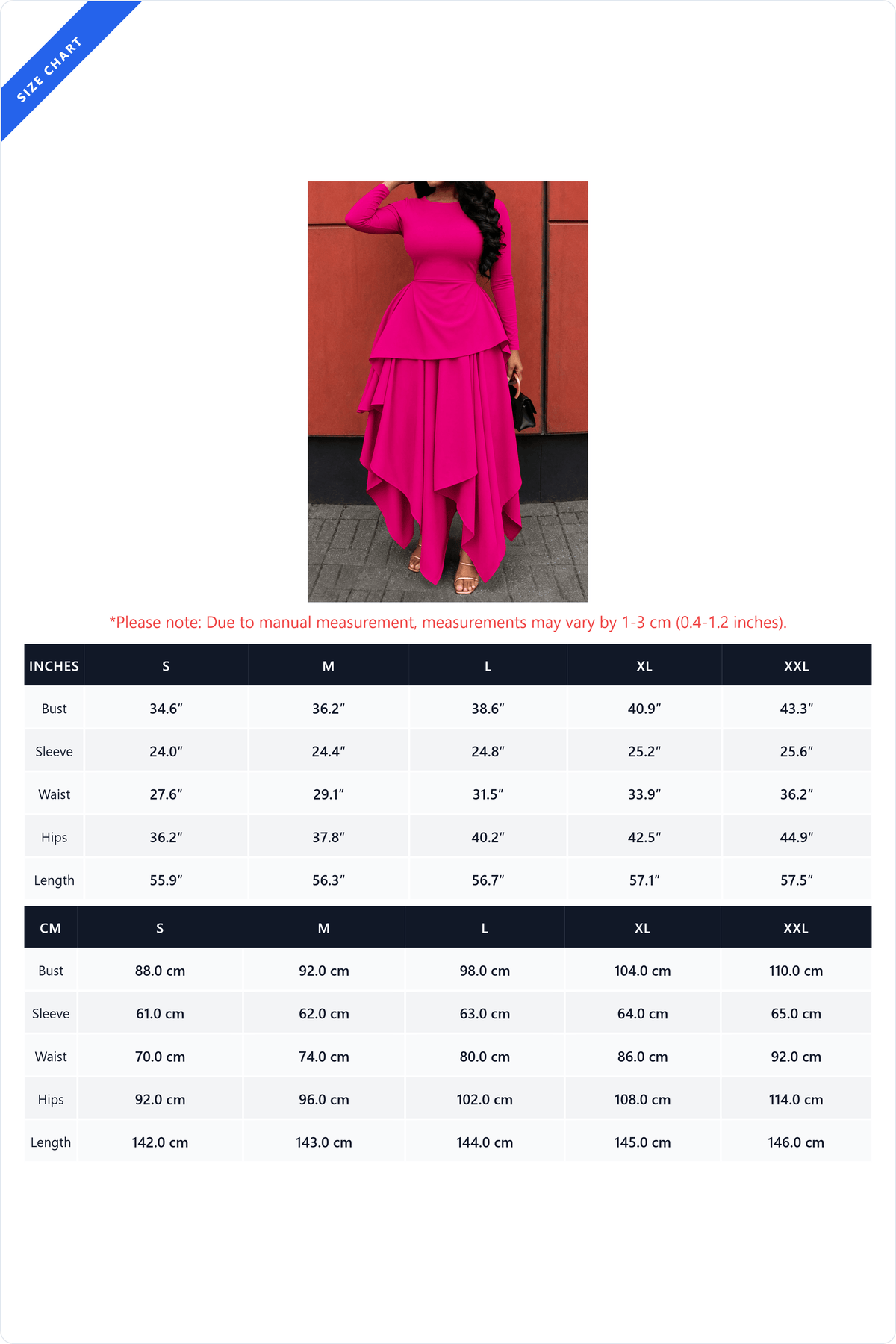 Long-Sleeve Ruffle Hem High-Low Dress Lavish Daily