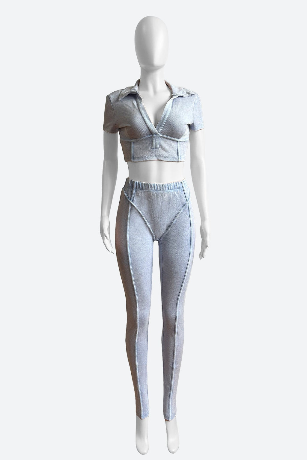 Ribbed Crop Top & High-Waisted Leggings Set Lavish Daily