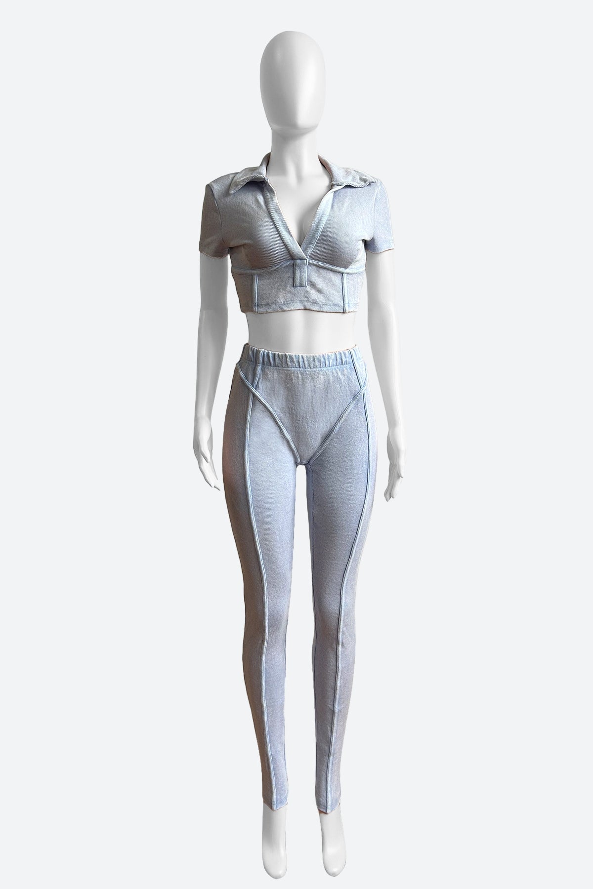 Ribbed Crop Top & High-Waisted Leggings Set Lavish Daily